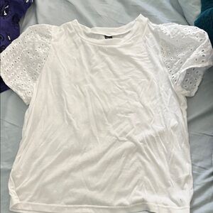 SHEIN White Eyelet Sleeve Blouse